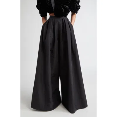 Carolina Herrera Pleated Silk Faille Palazzo Pants In Black