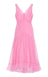 Carolina Herrera Pleated Silk Midi Dress In Pink