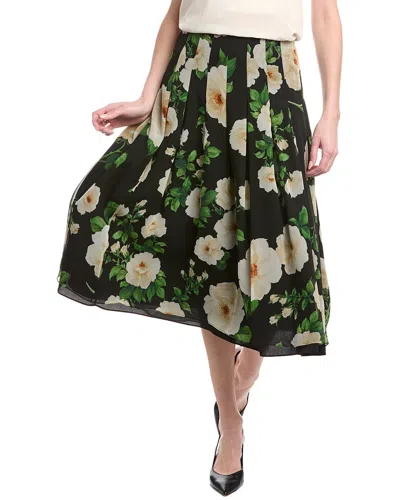 Carolina Herrera Pleated Silk Midi Skirt In Black