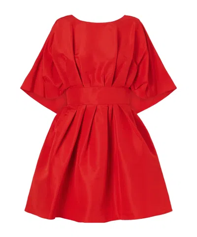 Carolina Herrera Pleated Silk-faille Mini Dress In Red