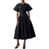 Carolina Herrera Pleated Stretch Cotton Sateen Midi Dress In Blue