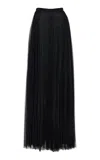 Carolina Herrera Pleated Tulle Maxi Skirt In Black