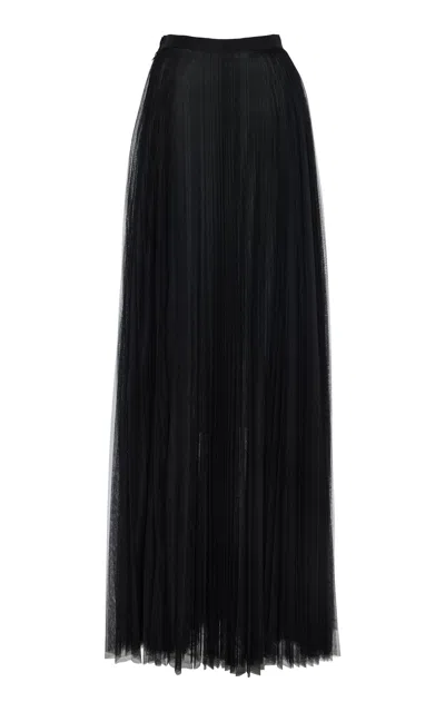 Carolina Herrera Pleated Tulle Maxi Skirt In Black