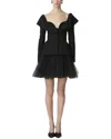 Carolina Herrera Pleated Tulle Mini Skirt In Black