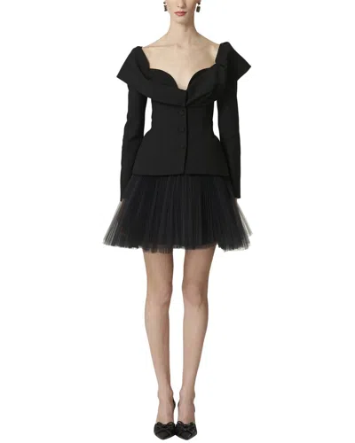 Carolina Herrera Pleated Tulle Mini Skirt In Black