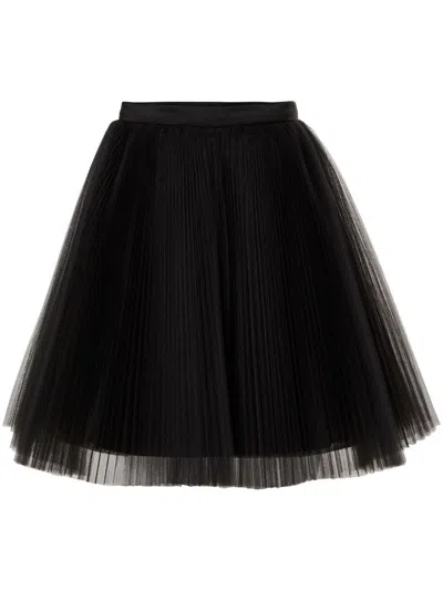 Carolina Herrera Plisse Tulle Mini Skirt In Black