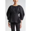 Carolina Herrera Pleated Cotton-blend Sateen Jacket In Blue