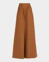 Carolina Herrera Pleated Wide-leg Palazzo Pants In Brown