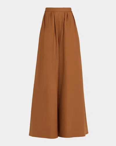 Carolina Herrera Pleated Wide-leg Palazzo Pants In Brown