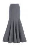 Carolina Herrera Pleated Wool-blend Midi Skirt In Grey