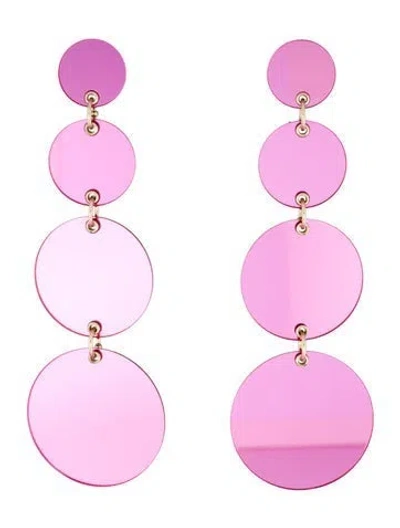 Pre-owned Carolina Herrera Plexiglass Disc Dangle Earrings In Pink