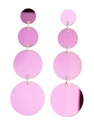 Pre-owned Carolina Herrera Plexiglass Disc Dangle Earrings In Pink