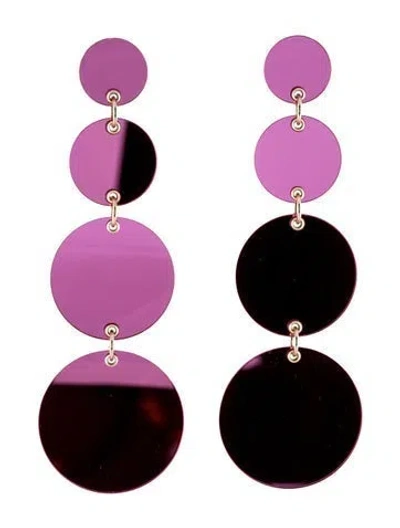 Pre-owned Carolina Herrera Plexiglass Disc Dangle Earrings In Purple