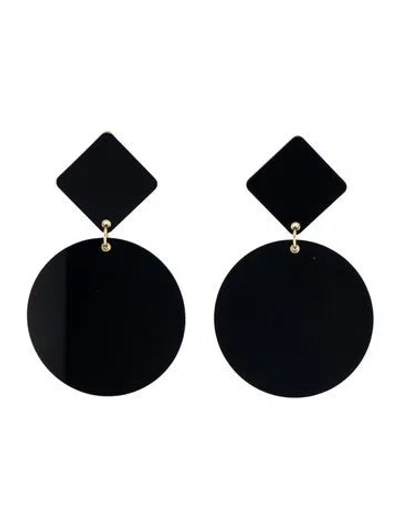 Pre-owned Carolina Herrera Plexiglass Geometric Shapes Earrings In Black