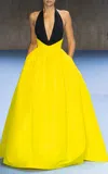 Carolina Herrera Bicolor Halter Neck Silk Ballgown In Yellow