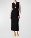 Carolina Herrera Plunging U-neck Sleeveless Midi Dress In Black