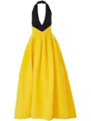 Carolina Herrera Bicolor Halter Neck Silk Ballgown In 黄色