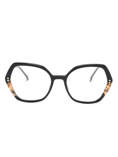 Carolina Herrera Polished Round-frame Glasses In Black