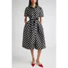 Carolina Herrera Polka Dot Belted Shirtdress In Black