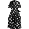 Carolina Herrera Belted Pleated Polka-dot Silk-gazar Midi Shirt Dress In Black/ivory