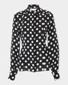 Carolina Herrera Polka-dot Button Down Shirt In Black/ivory