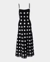 Carolina Herrera Polka-dot Crochet-knit Sleeveless Midi Dress In Blackwhite