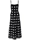 Carolina Herrera Polka-dot Crochet-knit Sleeveless Midi Dress In Black