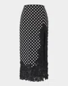 Carolina Herrera Polka-dot Lace Slit Midi Skirt In Blackivory