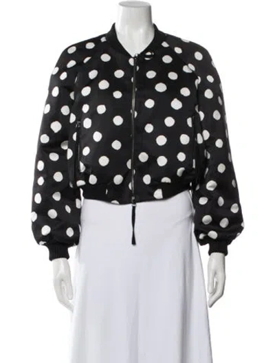 Pre-owned Carolina Herrera Polka Dot Print Bomber Jacket In Black
