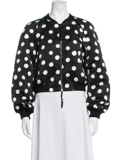 Pre-owned Carolina Herrera Polka Dot Print Bomber Jacket In Black/white