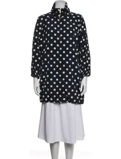 Pre-owned Carolina Herrera Polka Dot Print Coat In Blue