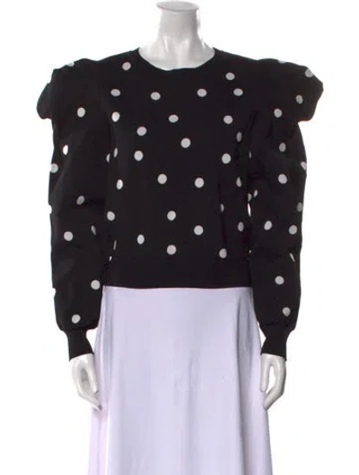 Pre-owned Carolina Herrera Polka Dot Print Crew Neck Sweatshirt In Black