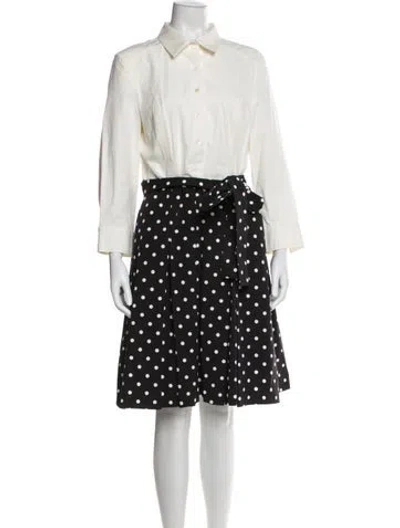 Pre-owned Carolina Herrera Polka Dot Print Knee-length Dress In Black