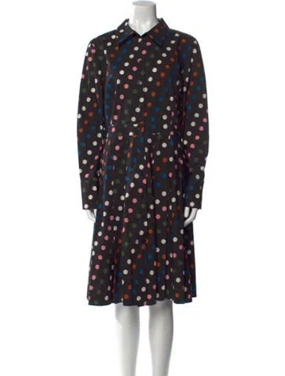 Pre-owned Carolina Herrera Polka Dot Print Knee-length Dress In Black