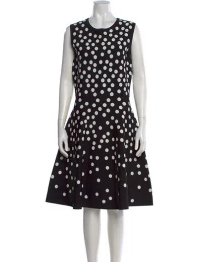 Pre-owned Carolina Herrera Polka Dot Print Knee-length Dress In Black