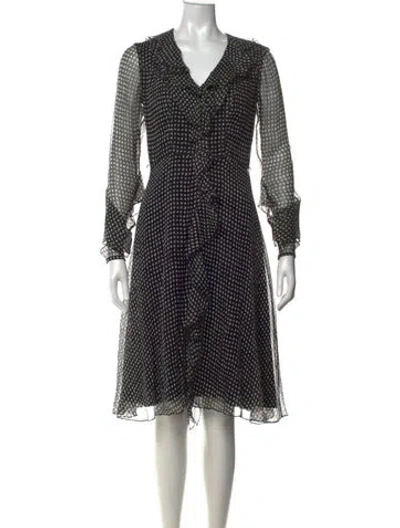 Pre-owned Carolina Herrera Polka Dot Print Knee-length Dress In Black/neutrals