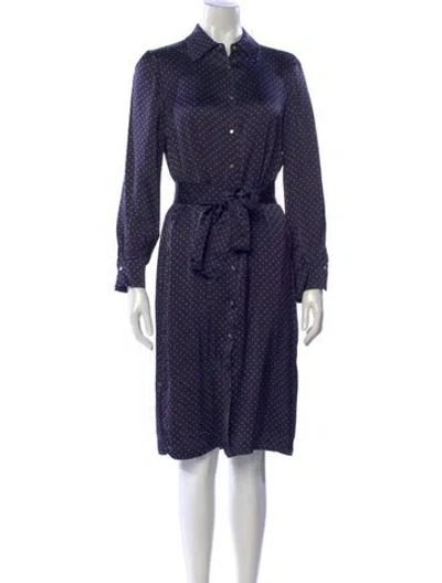 Pre-owned Carolina Herrera Polka Dot Print Knee-length Dress In Blue