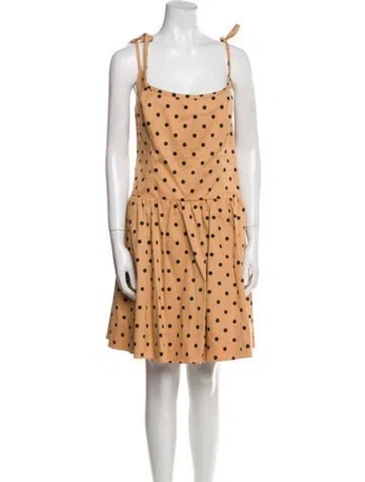 Pre-owned Carolina Herrera Polka Dot Print Knee-length Dress W/ Tags In Brown