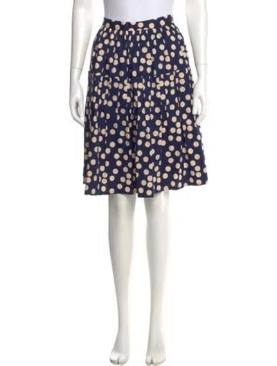 Pre-owned Carolina Herrera Polka Dot Print Knee-length Skirt In Blue