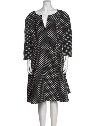 Pre-owned Carolina Herrera Polka Dot Print Midi Length Dress In Black