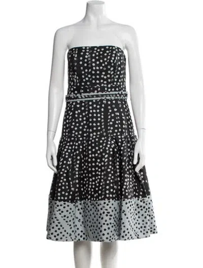 Pre-owned Carolina Herrera Polka Dot Print Midi Length Dress W/ Tags In Black