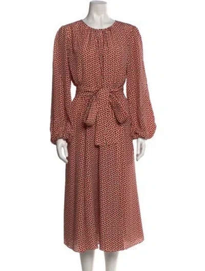 Pre-owned Carolina Herrera Polka Dot Print Midi Length Dress W/ Tags In Red