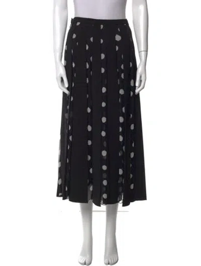 Pre-owned Carolina Herrera Polka Dot Print Midi Length Skirt In Black