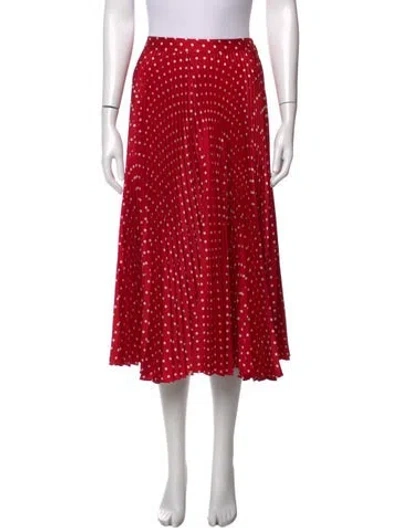 Pre-owned Carolina Herrera Polka Dot Print Midi Length Skirt In Red