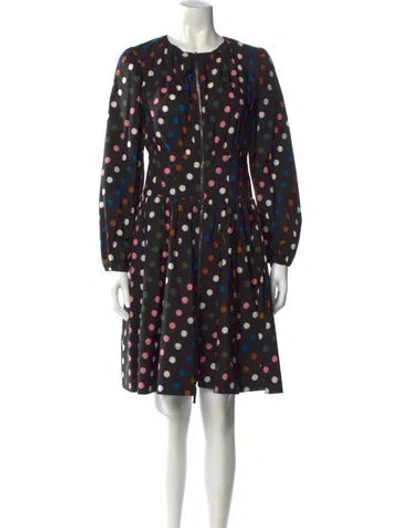 Pre-owned Carolina Herrera Polka Dot Print Mini Dress In Black