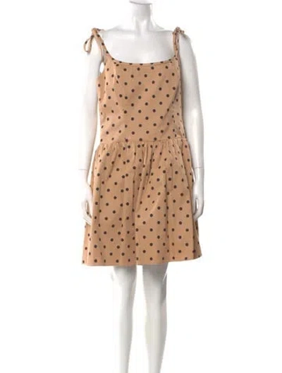 Pre-owned Carolina Herrera Polka Dot Print Mini Dress In Brown