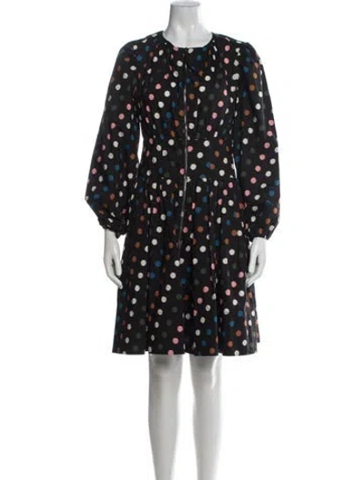 Pre-owned Carolina Herrera Polka Dot Print Mini Dress W/ Tags In Black