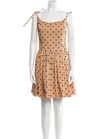 Pre-owned Carolina Herrera Polka Dot Print Mini Dress W/ Tags In Brown
