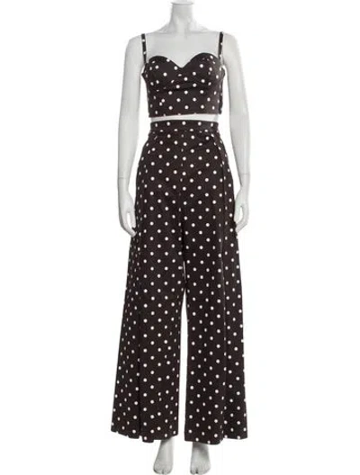 Pre-owned Carolina Herrera Polka Dot Print Pant Set In Brown