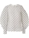 Carolina Herrera Polka-dot Silk-gazar Blouse In Weiss
